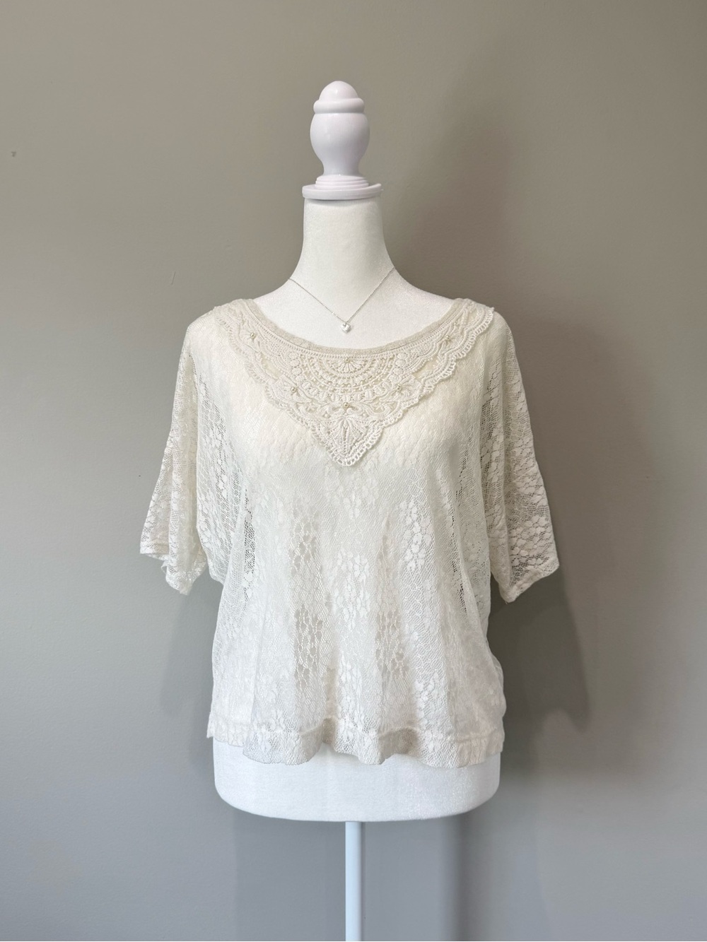 Forever 21 Cream White Lace Sheer Blouse